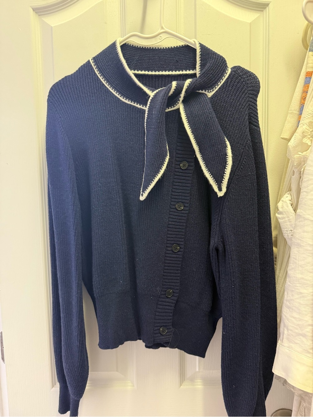 Commense Navy Tie Neck Knit Top - Picture 4 of 8
